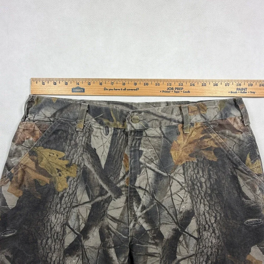 Carhartt Mens Realtree Hardwoods Camo Work Pants Straight Leg 36x30 Brown Grey